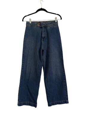 Sézane The Wide Leg Trousers Medium Wash Denim High Waist FR 34 US 2/4